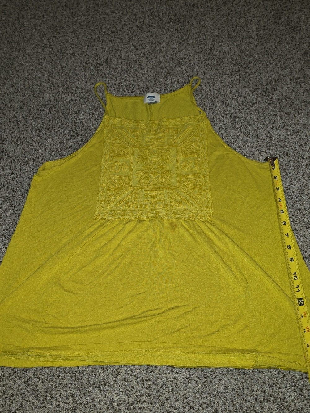 Old Navy Boho Neon Yellow Embroidered High-Neck Camisole Xl
